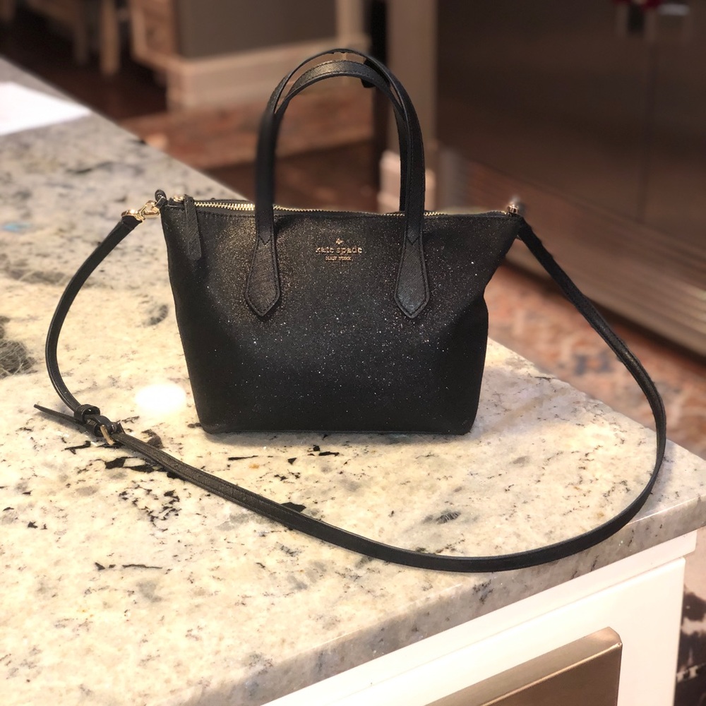 Kate Spade Black Glitter Crossbody Set